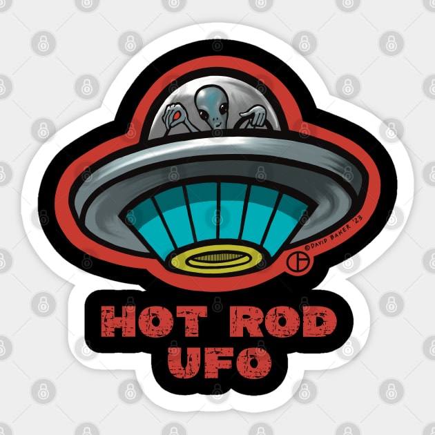 Hot Rod UFO Sticker by Art from the Blue Room